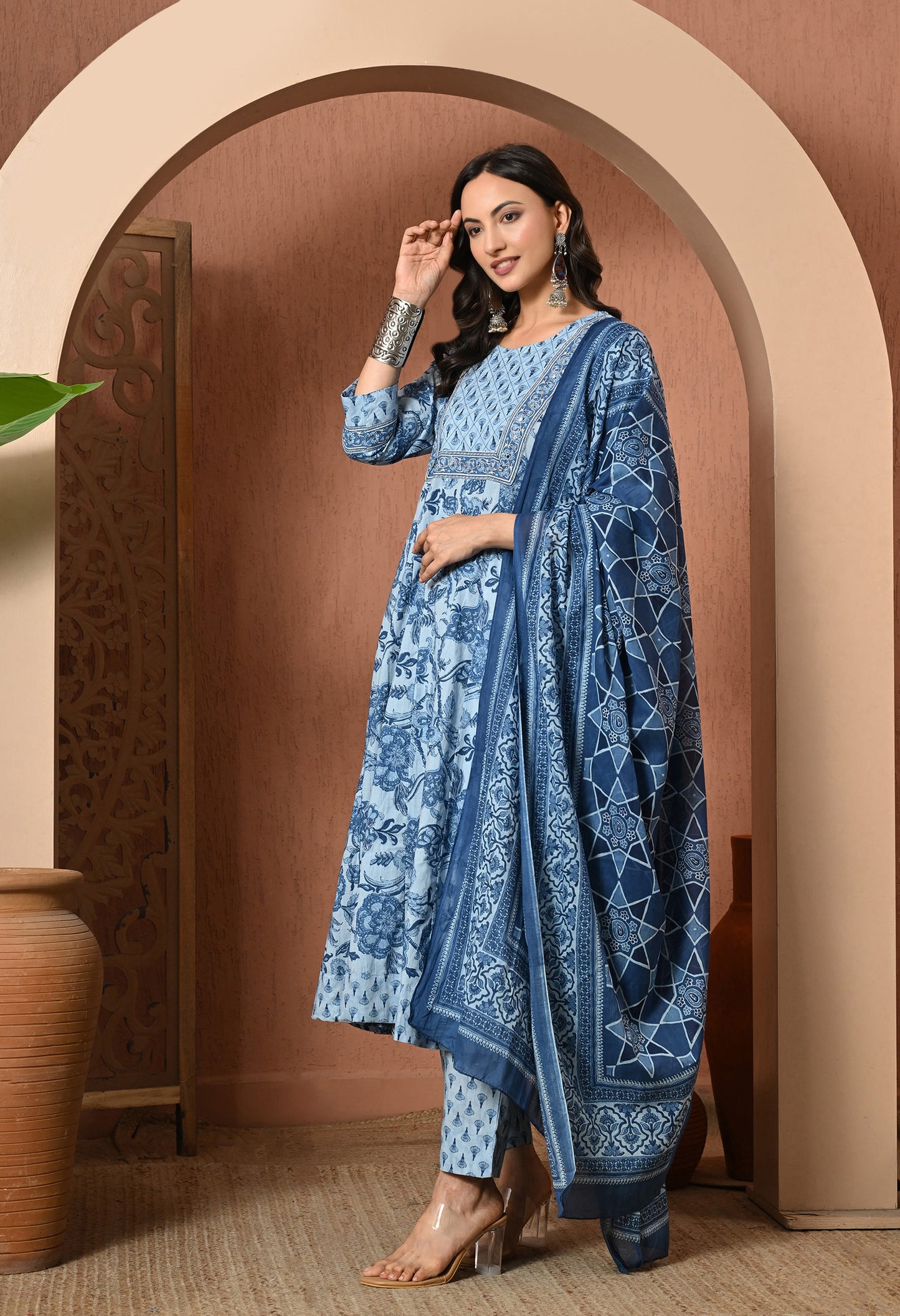 Indigo Breeze Cotton Suit Set