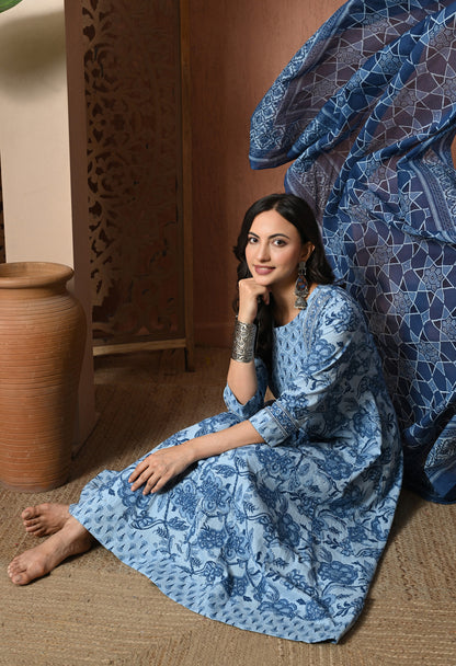 Indigo Breeze Cotton Suit Set