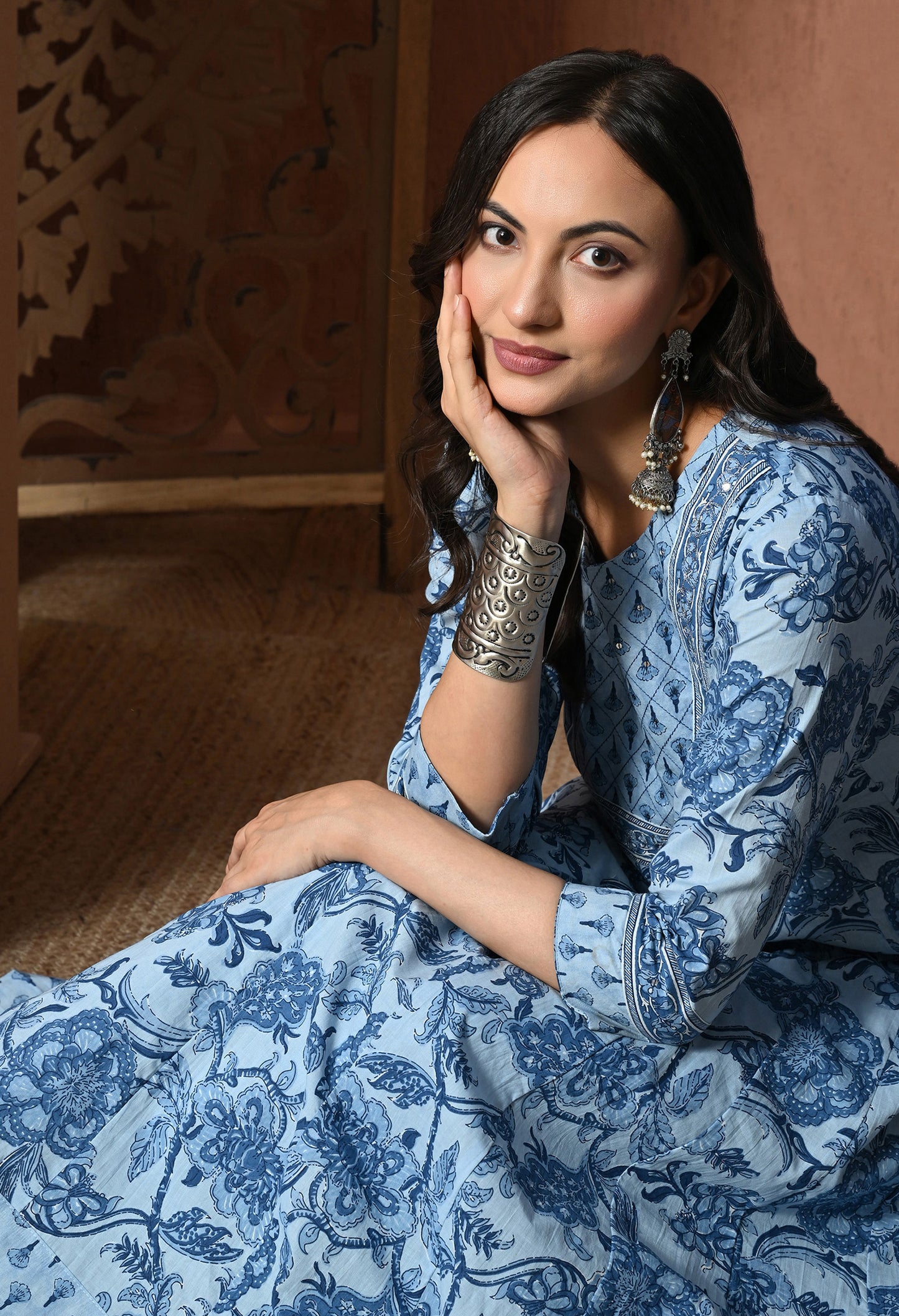 Indigo Breeze Cotton Suit Set