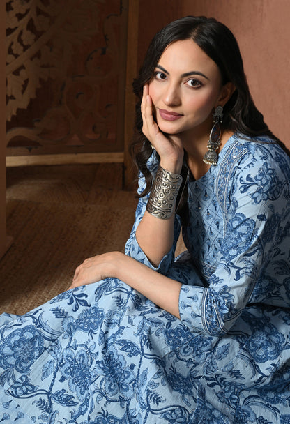Indigo Breeze Cotton Suit Set