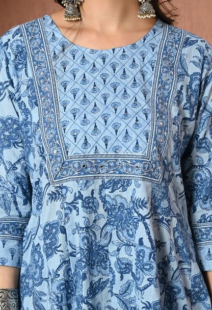 Indigo Breeze Cotton Suit Set