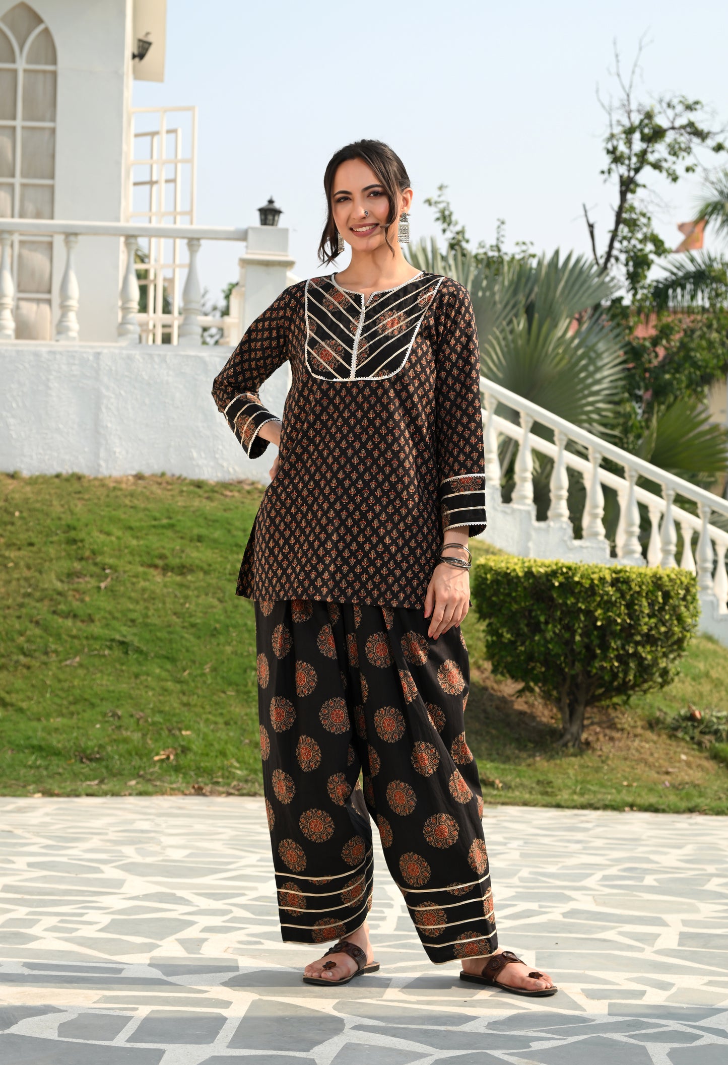Black & Rust Mandana Print Cotton Co-ord Set – Farshi Salwar Ethnic Wear