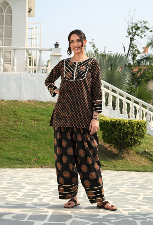 Black & Rust Mandana Print Cotton Co-ord Set – Farshi Salwar Ethnic Wear