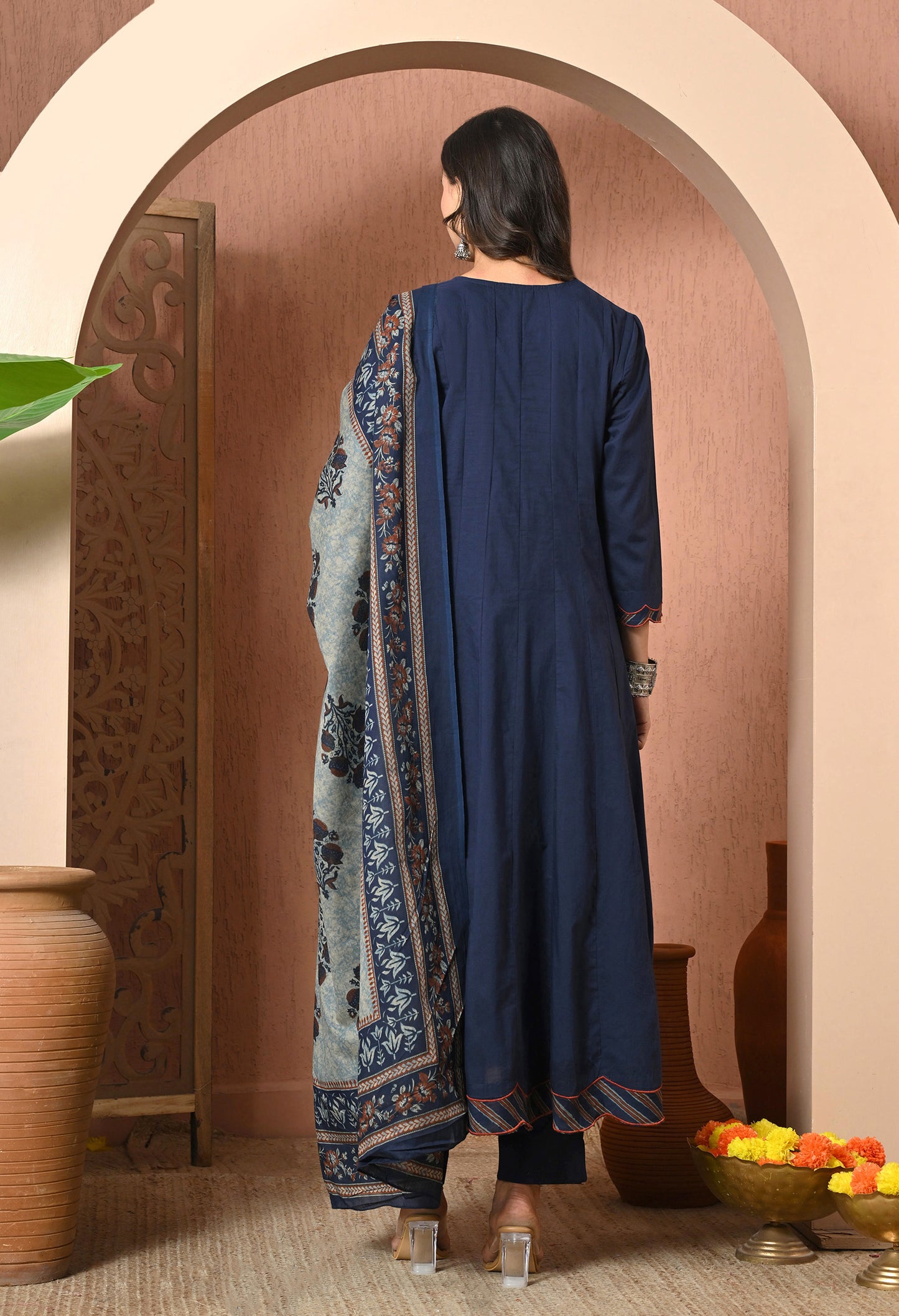 Midnight Bloom Cotton Suit Set