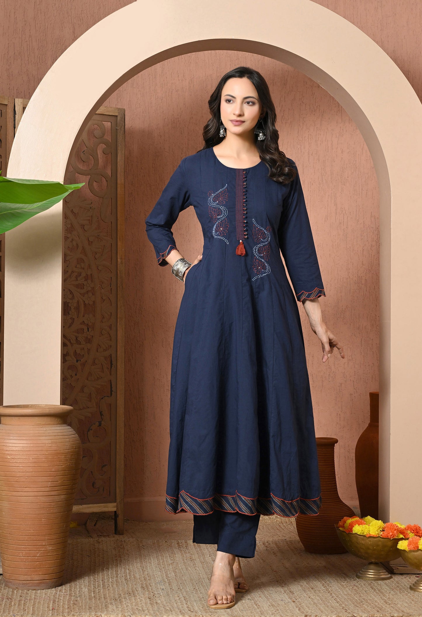 Midnight Bloom Cotton Suit Set