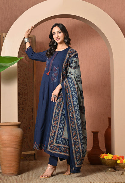 Midnight Bloom Cotton Suit Set