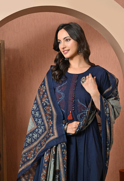 Midnight Bloom Cotton Suit Set