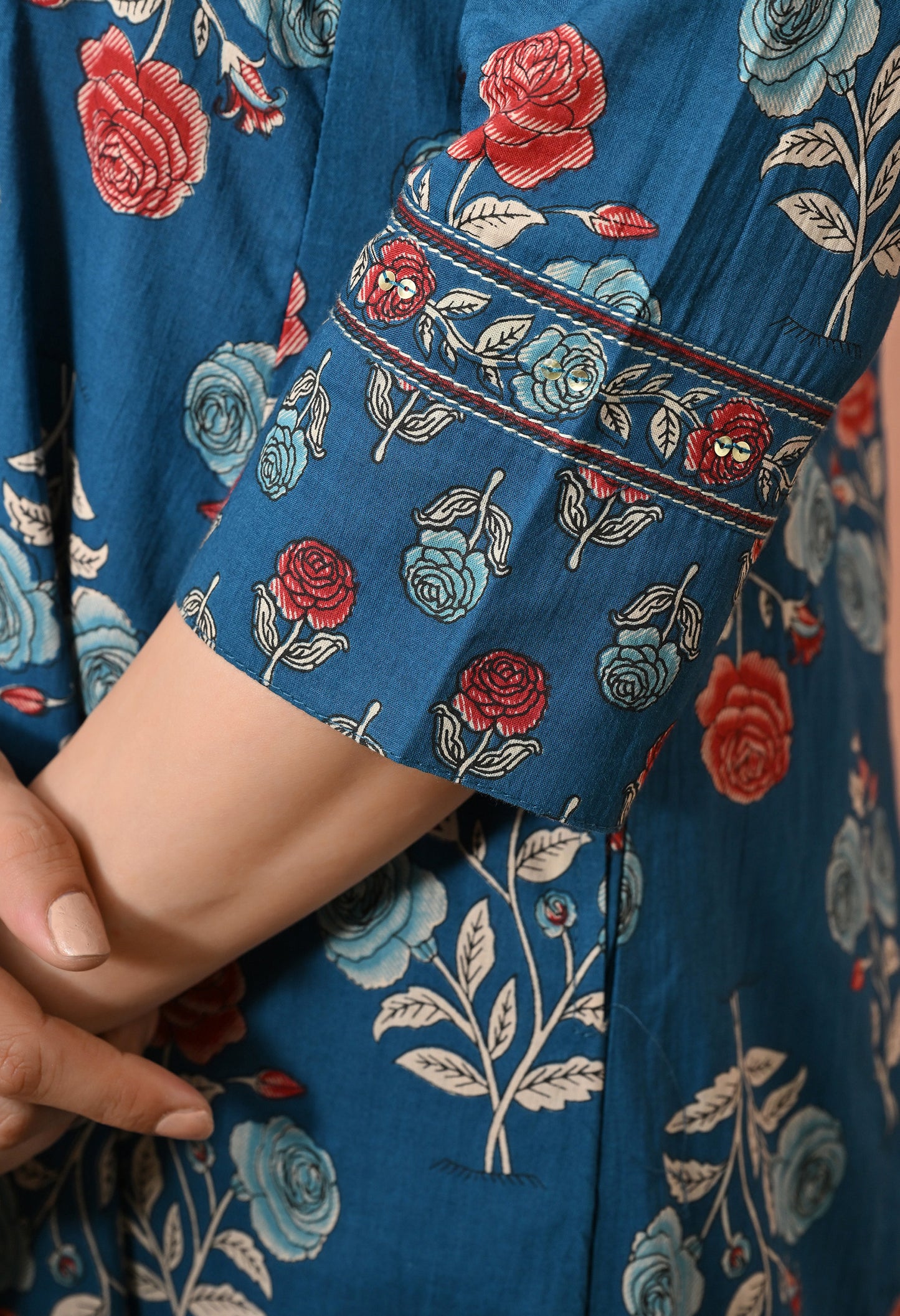 Blue Rose Cotton Suit Set