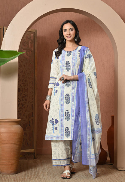 Lavender Bloom Cotton Suit Set