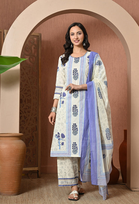 Lavender Bloom Cotton Suit Set
