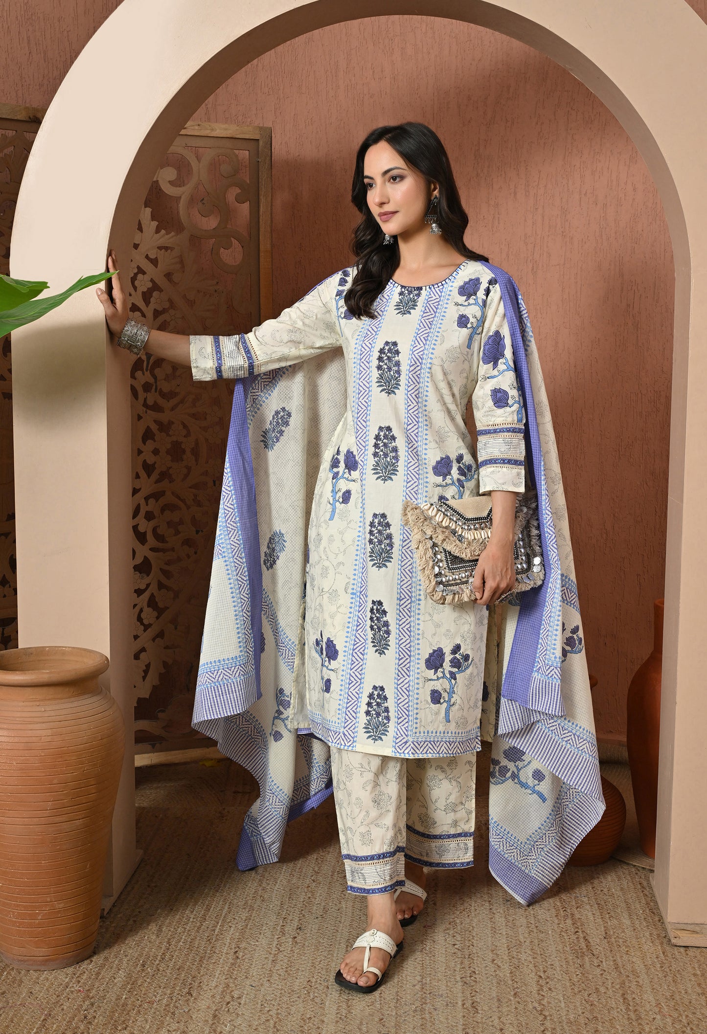 Lavender Bloom Cotton Suit Set