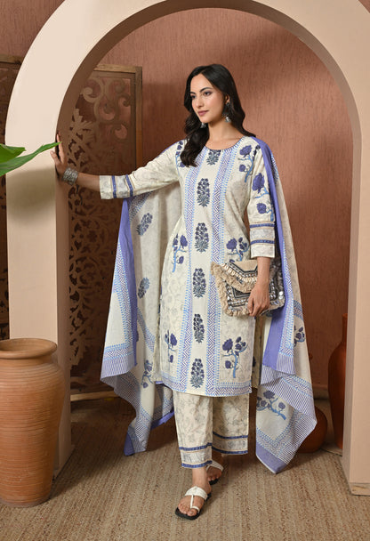 Lavender Bloom Cotton Suit Set