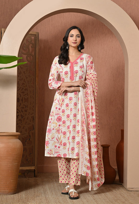 Rose Petal Cotton Suit Set