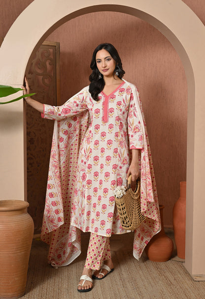 Rose Petal Cotton Suit Set