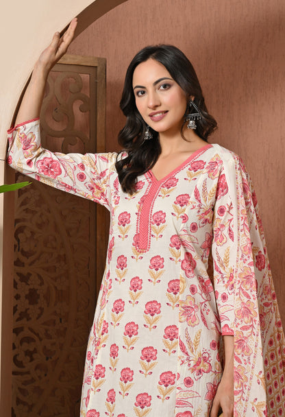 Rose Petal Cotton Suit Set