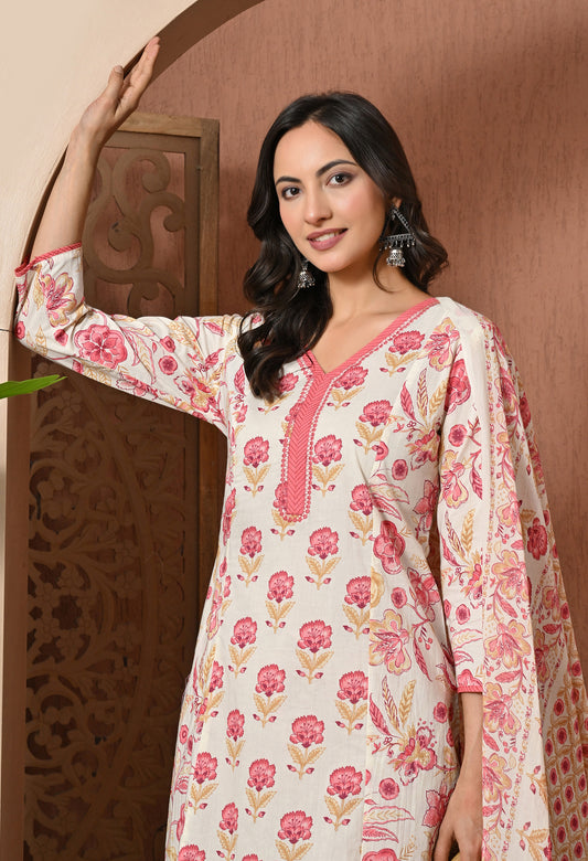 Rose Petal Cotton Suit Set