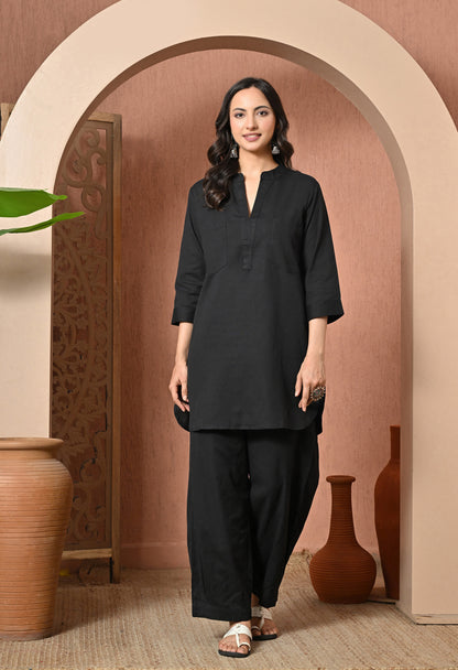 Classic Black Soft Cotton Co-ord Set