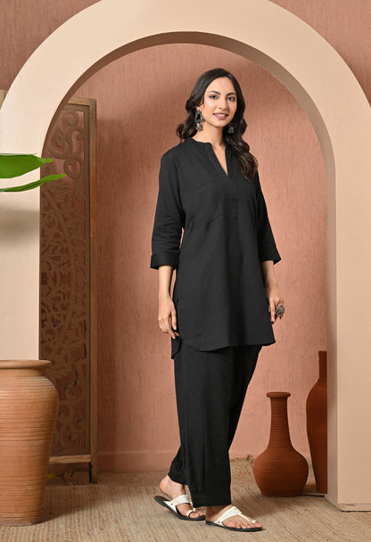Classic Black Soft Cotton Co-ord Set