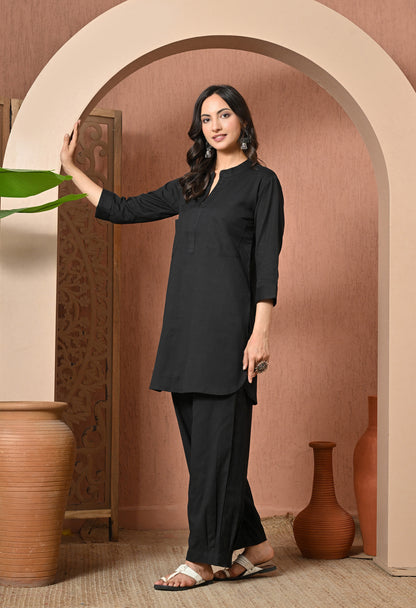 Classic Black Soft Cotton Co-ord Set