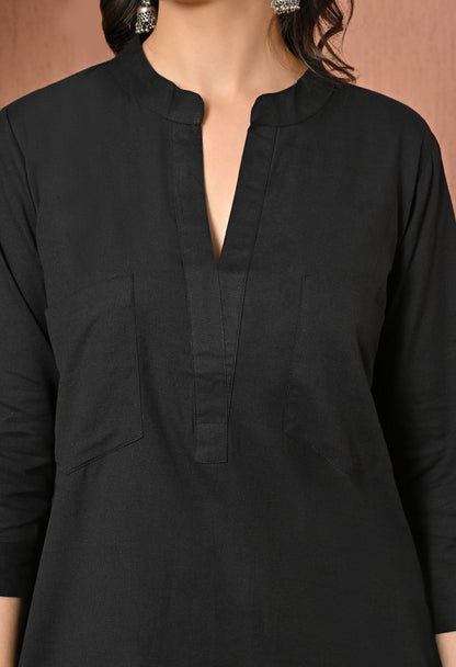 Classic Black Soft Cotton Co-ord Set