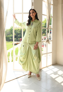 Sukoon Drape Skirt Co-ord Set – Sage Green