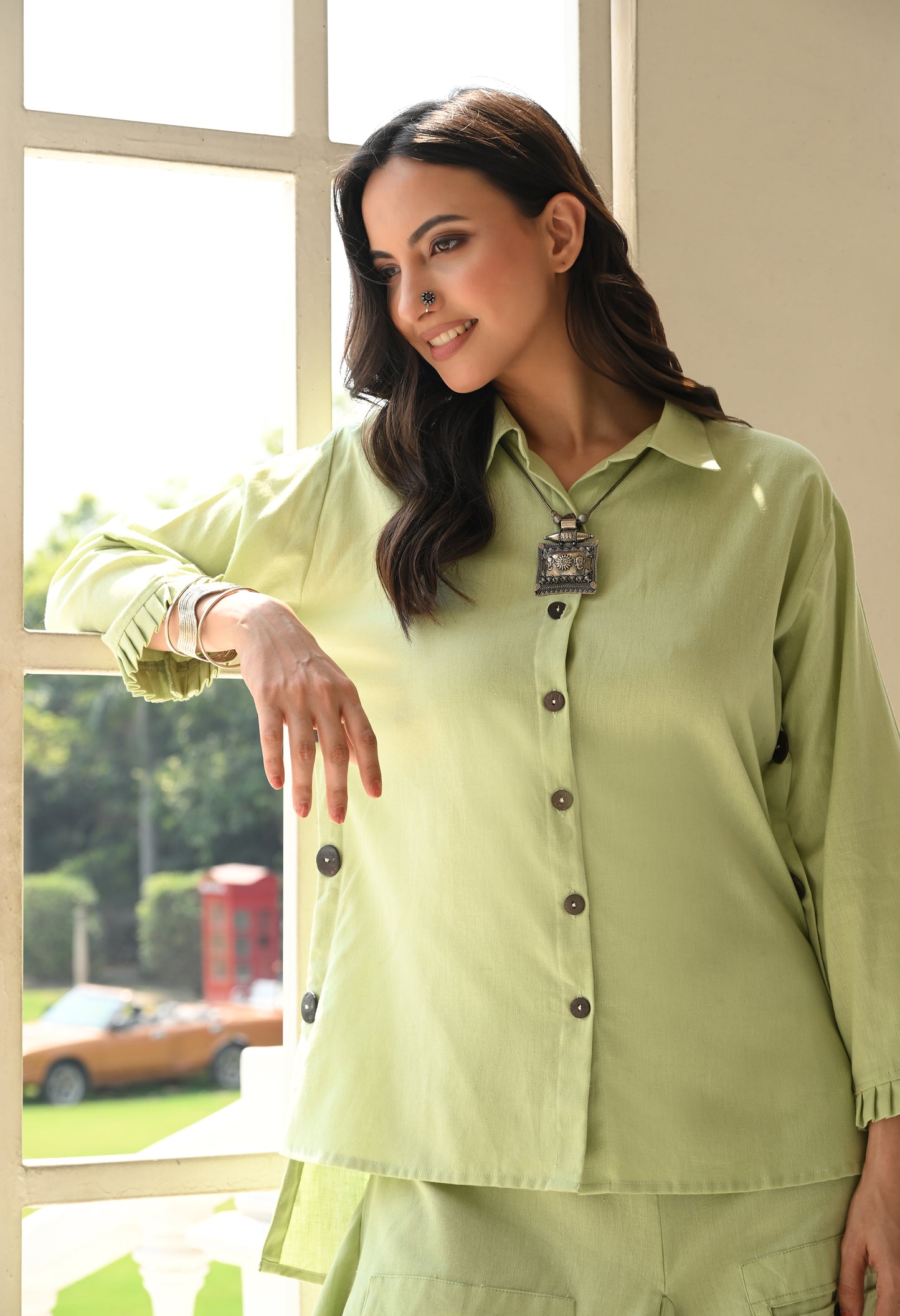 Sukoon Drape Skirt Co-ord Set – Sage Green