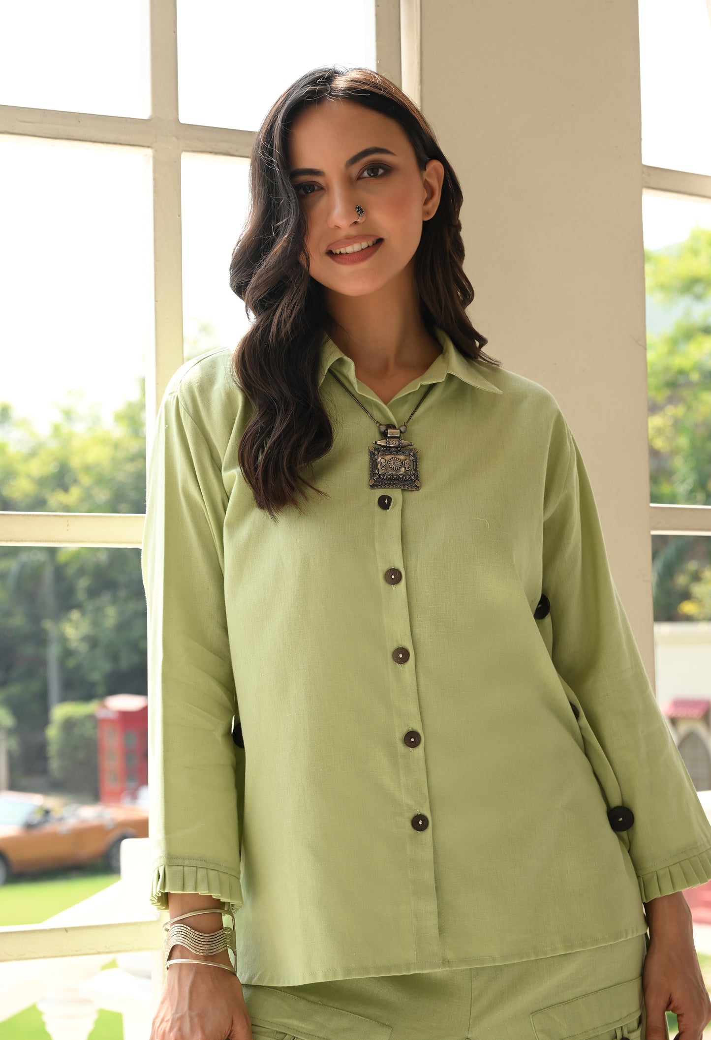 Sukoon Drape Skirt Co-ord Set – Sage Green