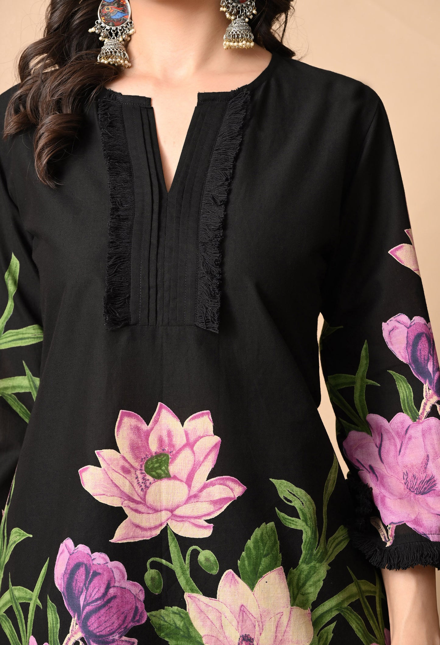 Noor Black Lotus Print Farshi Salwar Set