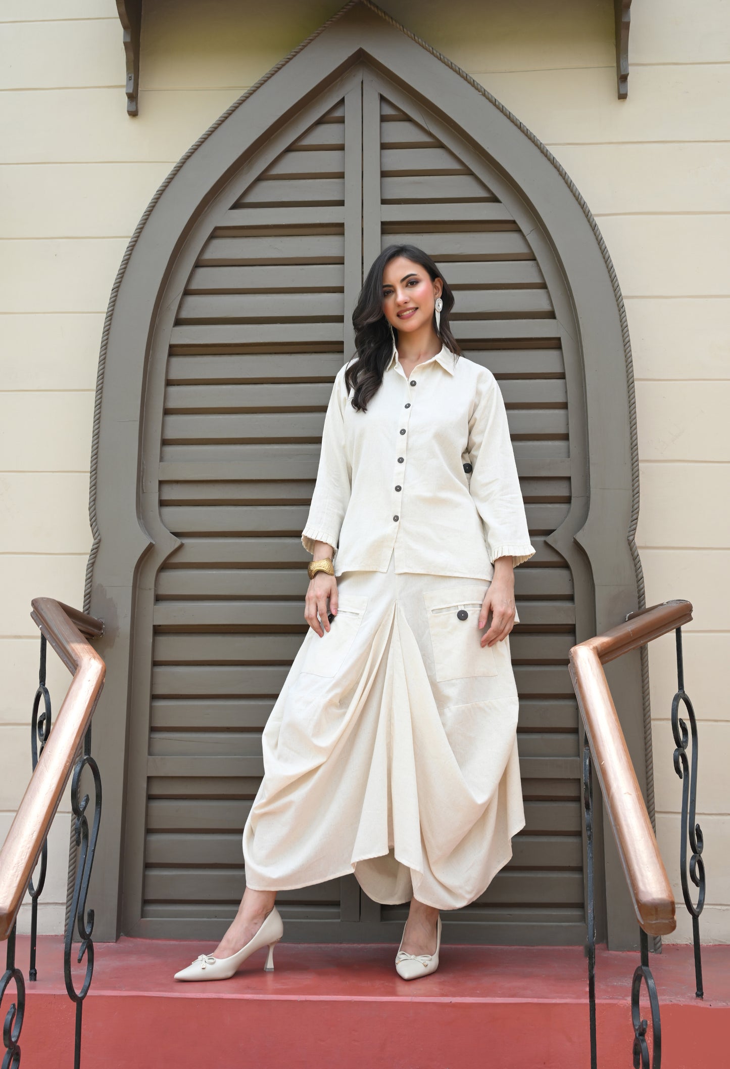 Ivory Drape Skirt Co-ord Set