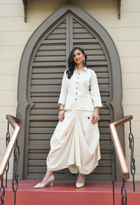 Ivory Drape Skirt Co-ord Set