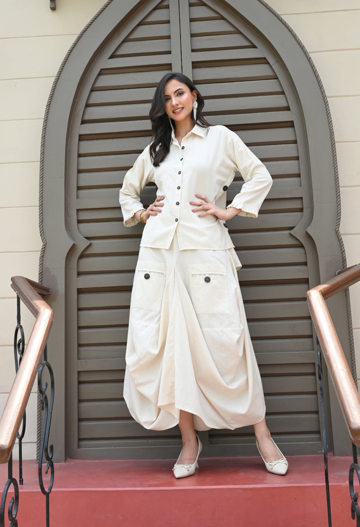 Ivory Drape Skirt Co-ord Set