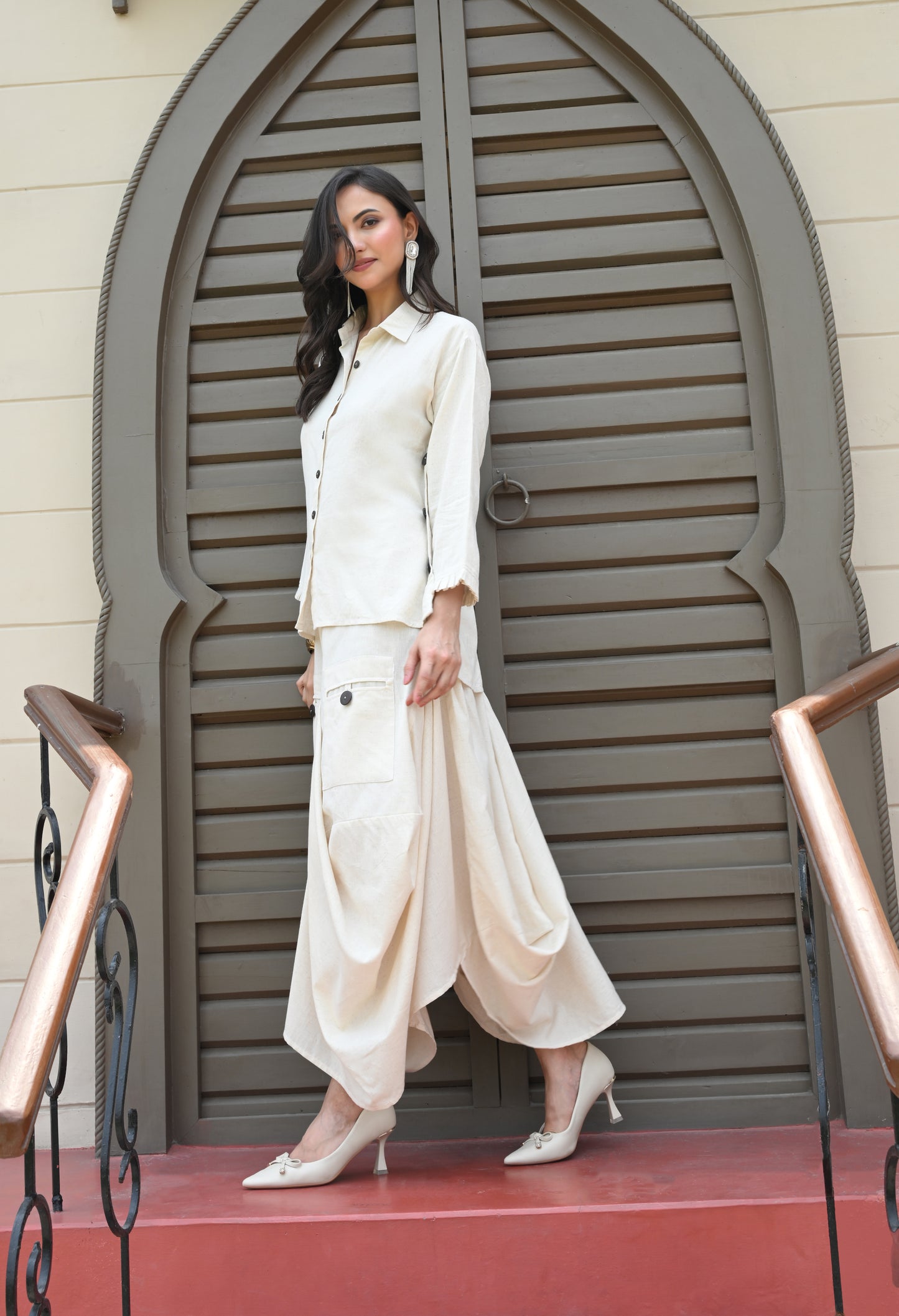 Ivory Drape Skirt Co-ord Set