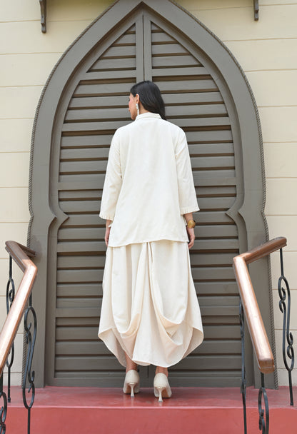 Ivory Drape Skirt Co-ord Set