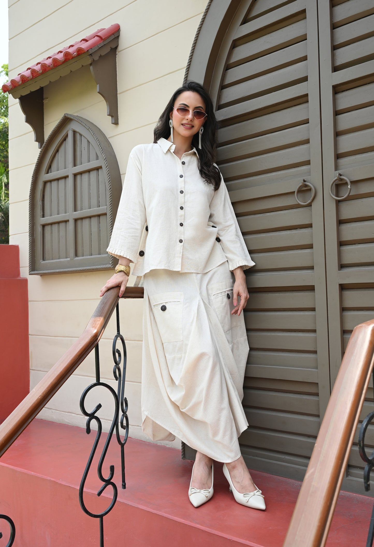 Ivory Drape Skirt Co-ord Set