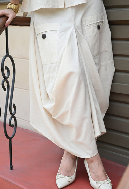 Ivory Drape Skirt Co-ord Set