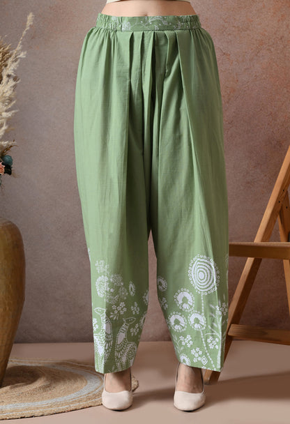 Sage Green Floral Printed Cotton Co-ord Set – Farshi Salwar Ethnic Wear