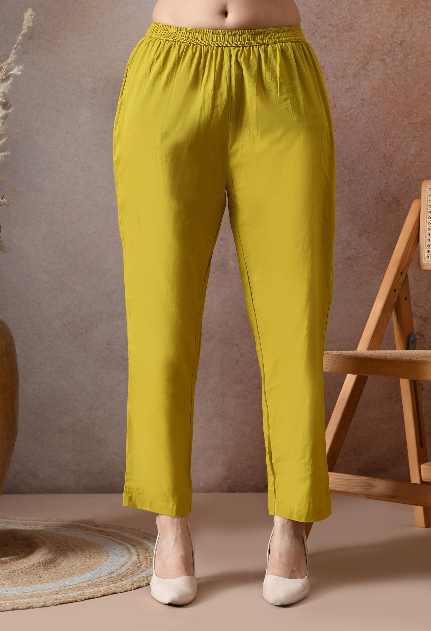 Mustard Bloom Embroidered Cotton Co-ord Set – Three-Piece Jacket & Pant Set