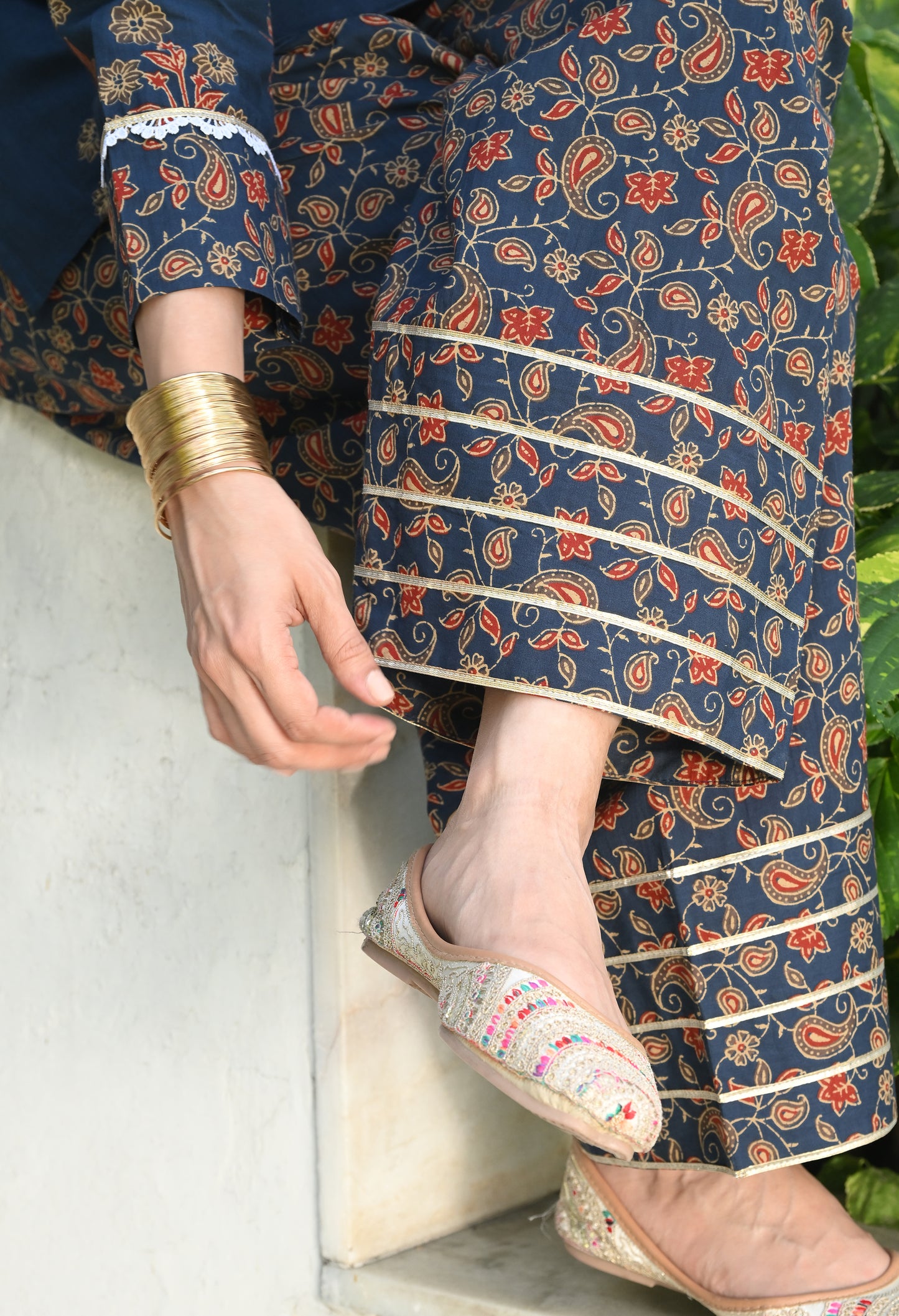 Ajrakh Blue Hand-Block Printed Cotton Co-ord Set – Farshi Salwar Ethnic Wear