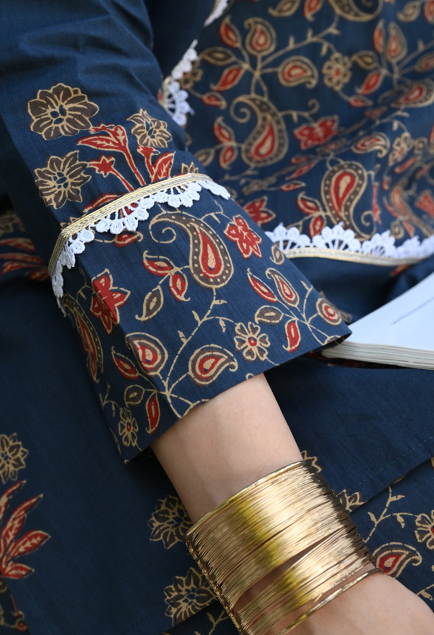 Ajrakh Blue Hand-Block Printed Cotton Co-ord Set – Farshi Salwar Ethnic Wear