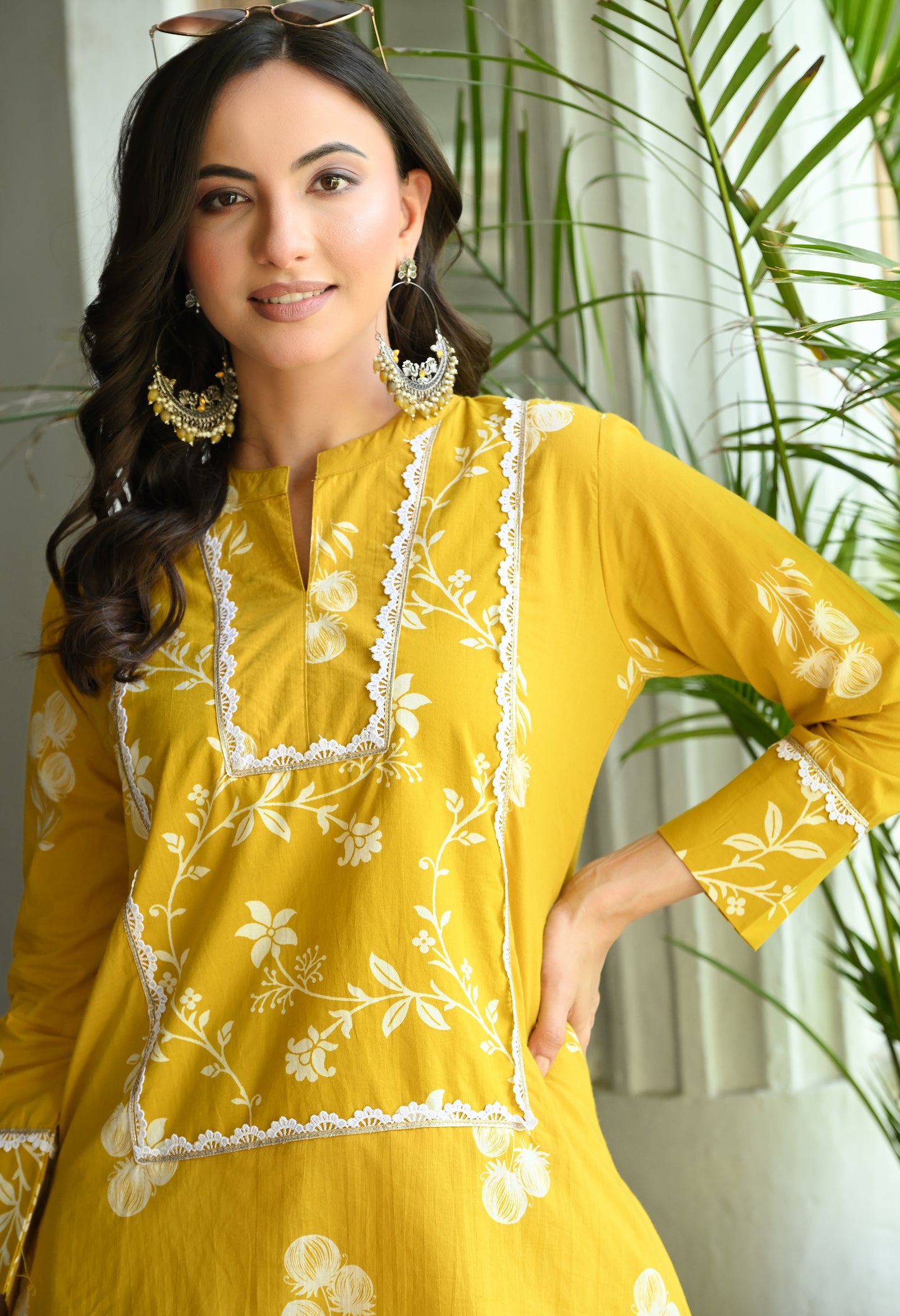 Mustard Yellow Floral Printed Cotton Co-ord Set – Farshi Salwar Ethnic Wear