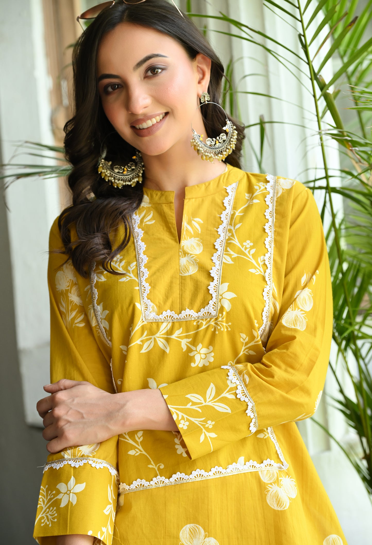 Mustard Yellow Floral Printed Cotton Co-ord Set – Farshi Salwar Ethnic Wear