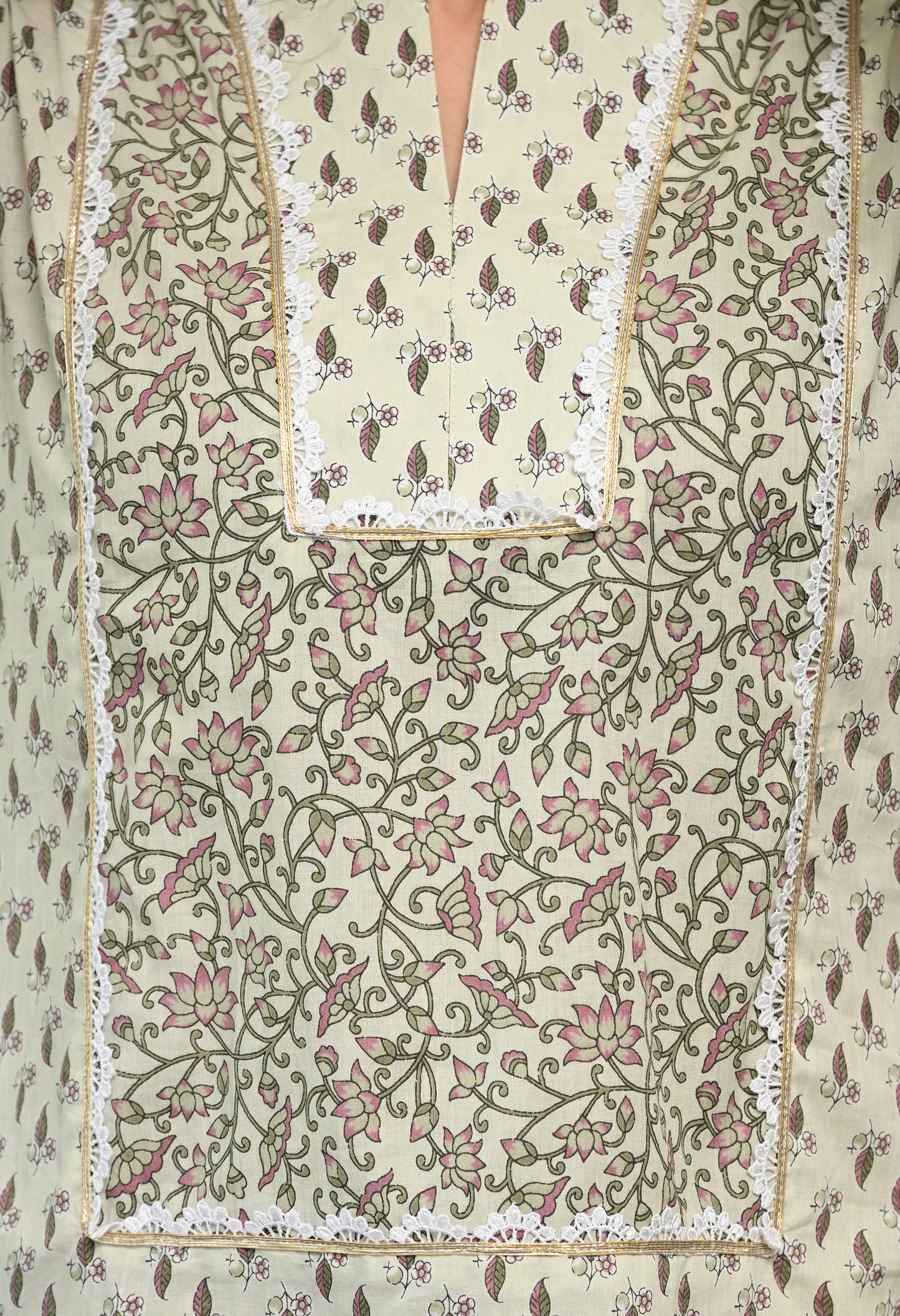 White Floral Hand-Block Printed Cotton Co-ord Set – Farshi Salwar Ethnic Wear