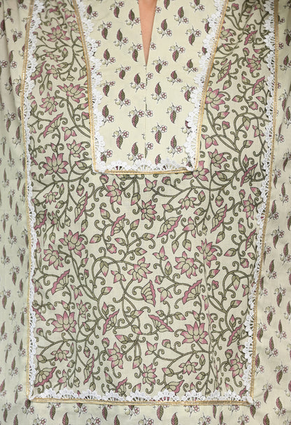 White Floral Hand-Block Printed Cotton Co-ord Set – Farshi Salwar Ethnic Wear