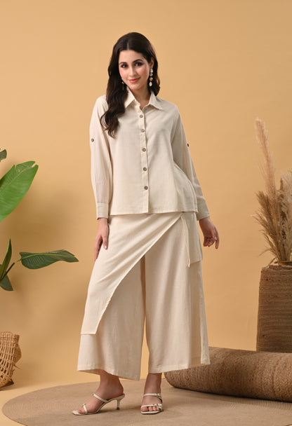 Sana Layered Cotton Shirt Co-ord Set