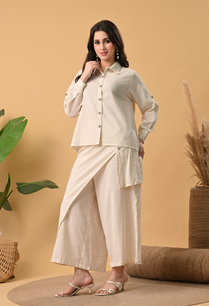 Sana Layered Cotton Shirt Co-ord Set