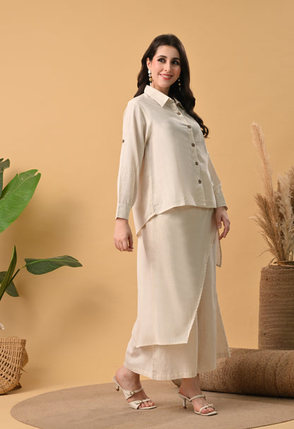 Sana Layered Cotton Shirt Co-ord Set