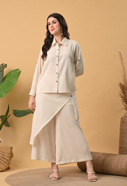 Sana Layered Cotton Shirt Co-ord Set
