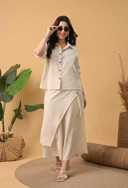 Sana Layered Cotton Shirt Co-ord Set