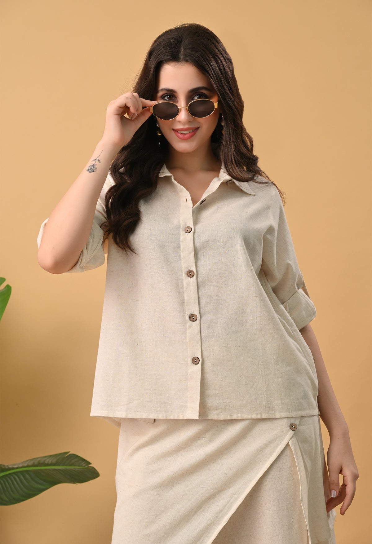 Sana Layered Cotton Shirt Co-ord Set