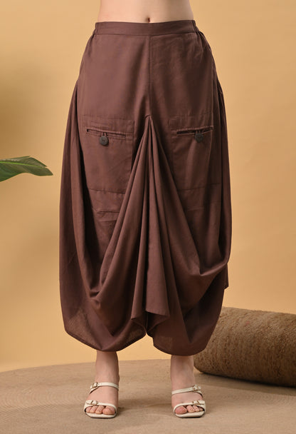 Sukoon Cocoa — Cotton Drape Skirt Set
